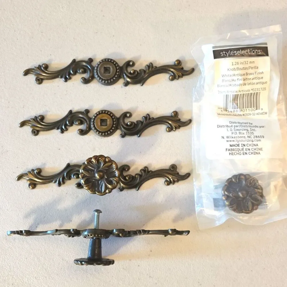 Set Of 4 Grandfather Clock Style Door Drawer Handle Pull Ornate